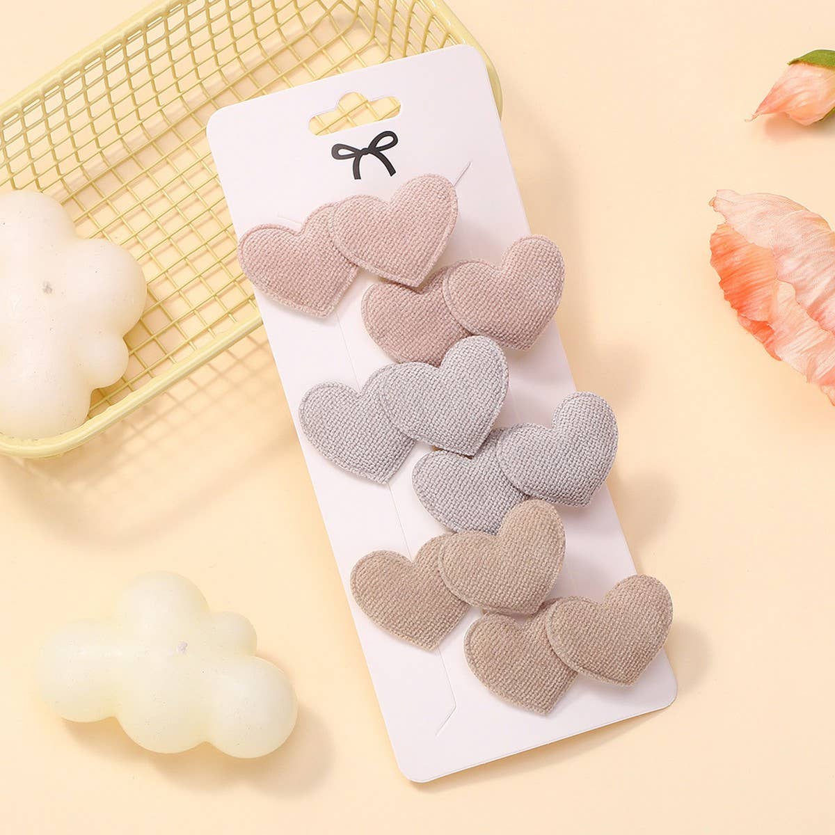 CUTE HEART HAIR CLIP SET FOR GIRLS WARM COLORS_CWAHA6726