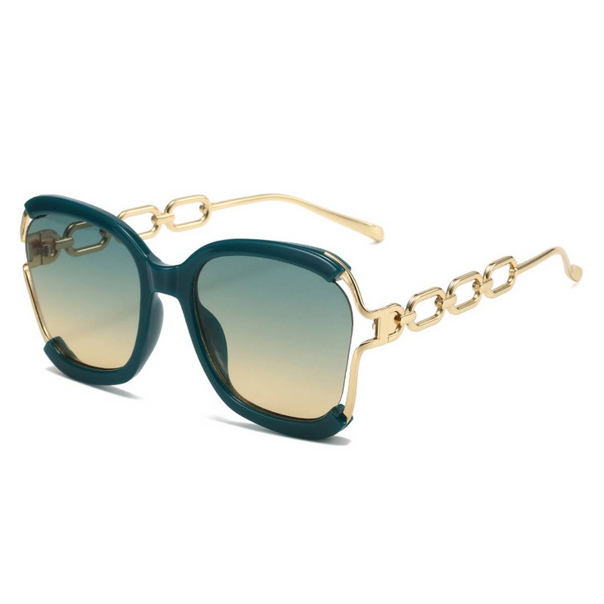 BIG FRAME CHAIN FASHION METAL SUNGLASSES_UV400_CWASG0276