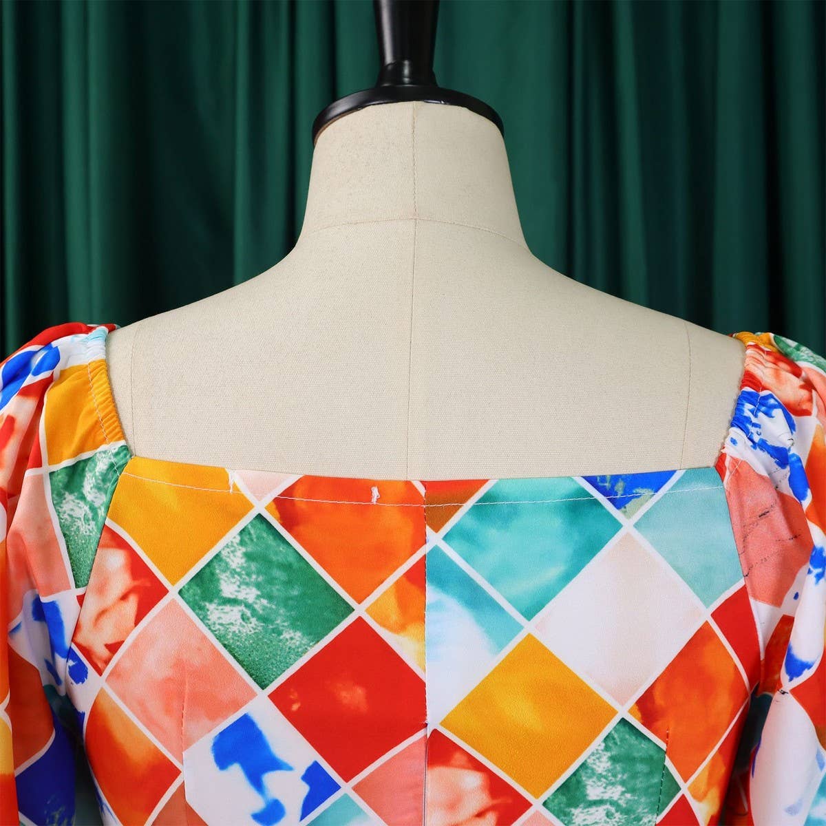 PRINTED TOP PLEATED LONG SKIRT TWO PIECE SUIT_CWSTB1137