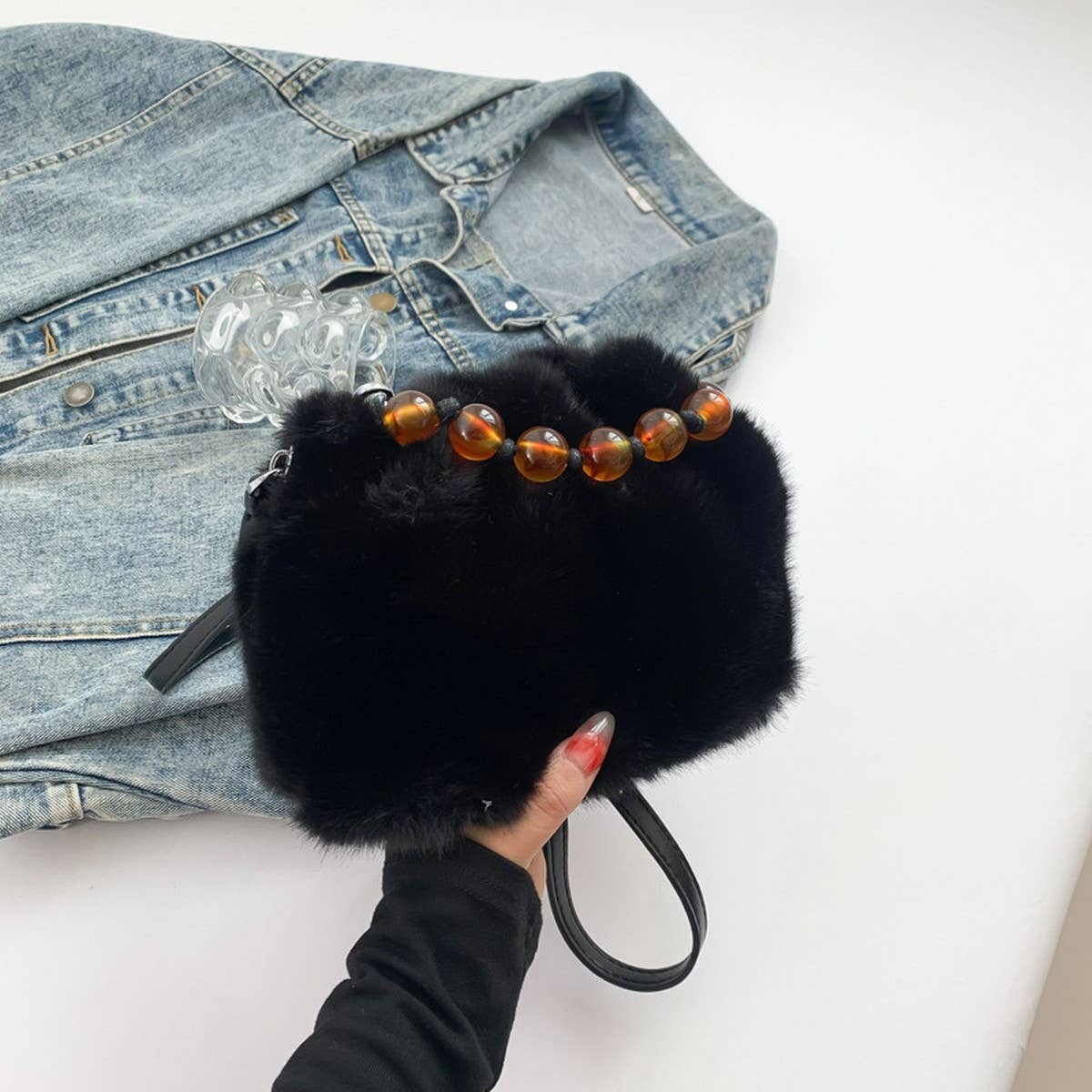 Winter Leopard Print Crossbody Bucket Plush Bag_Cwab4018