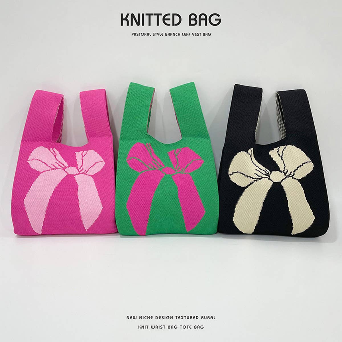 Women Simple Bow Knitted Handbag_Cwab1544