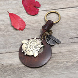 Vintage Creative Owl Pendant Cowhide Keychain_Cwmm4778