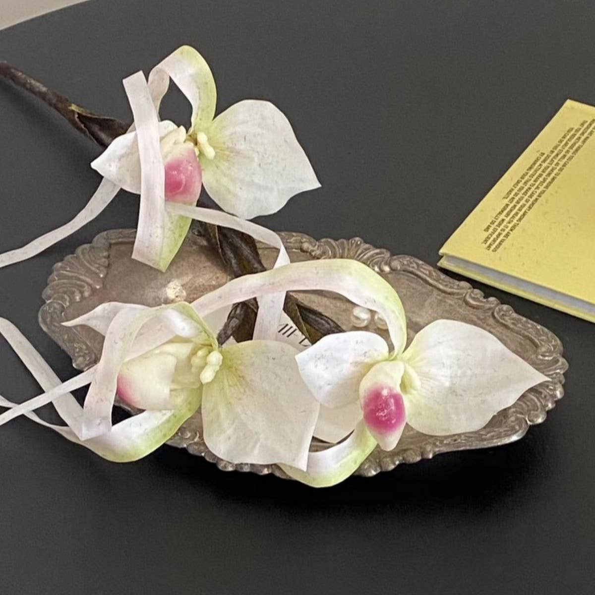 ARTIFICIAL 3 HEAD LEAFLESS SLIPPER ORCHID STEM_CWMM6519