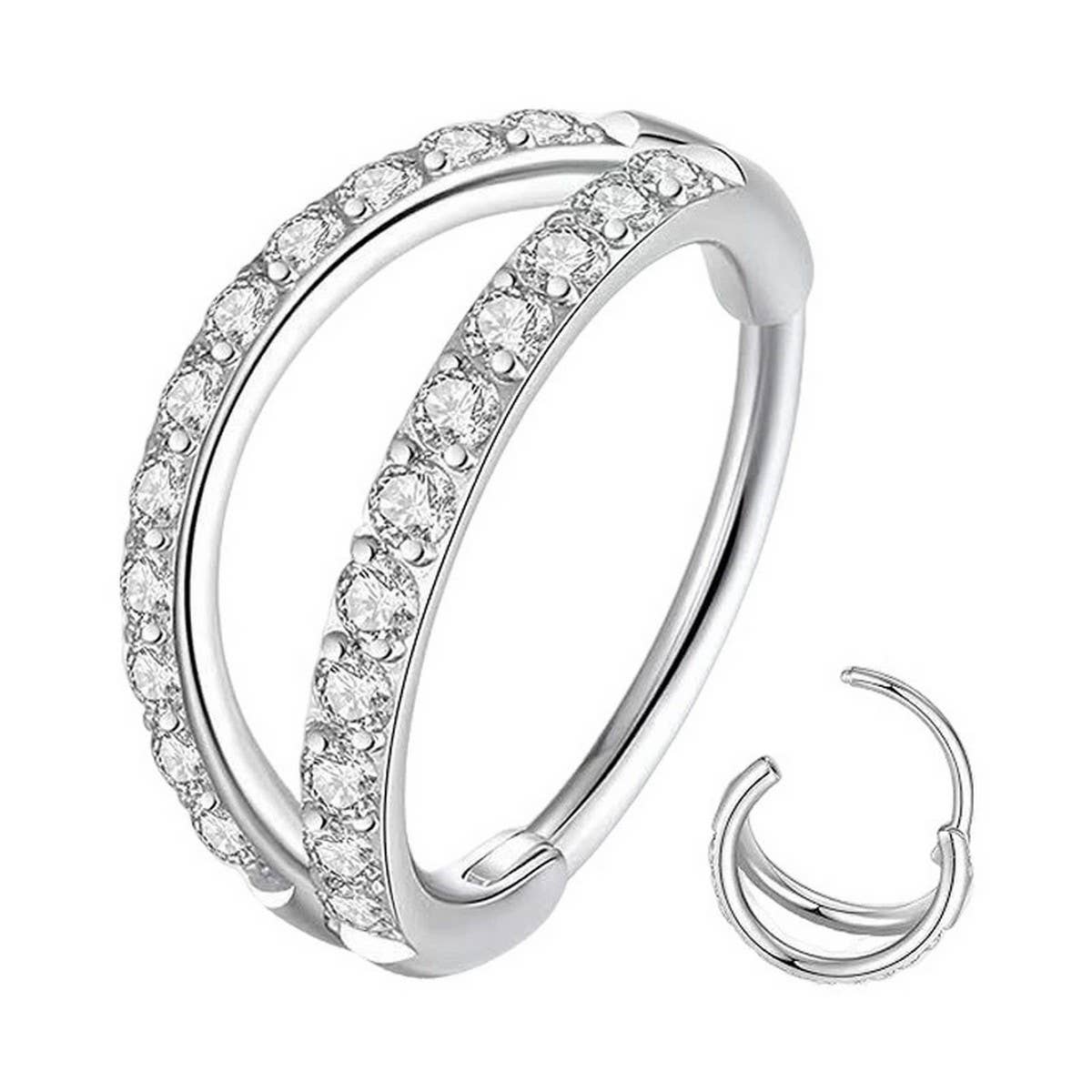 DOUBLE ZIRCON NOSE RING PIERCING JEWELRY_CWMM9540