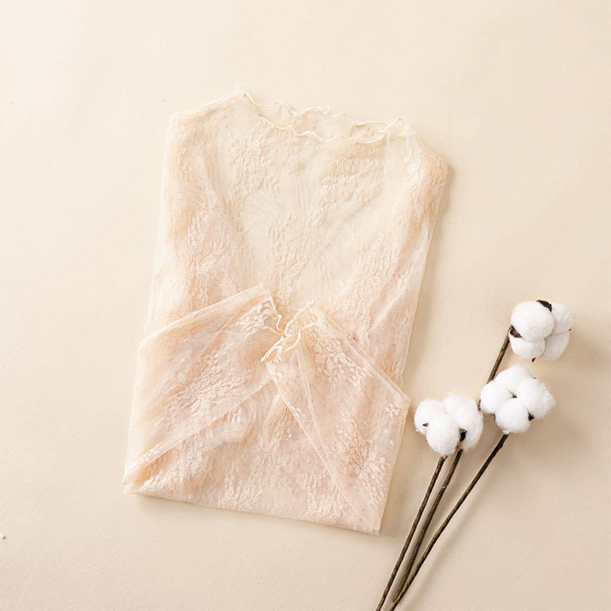 SEXY MESH BLOUSE LONG SLEEVE LACE TOP FOR WOMEN_CWTBLL3619