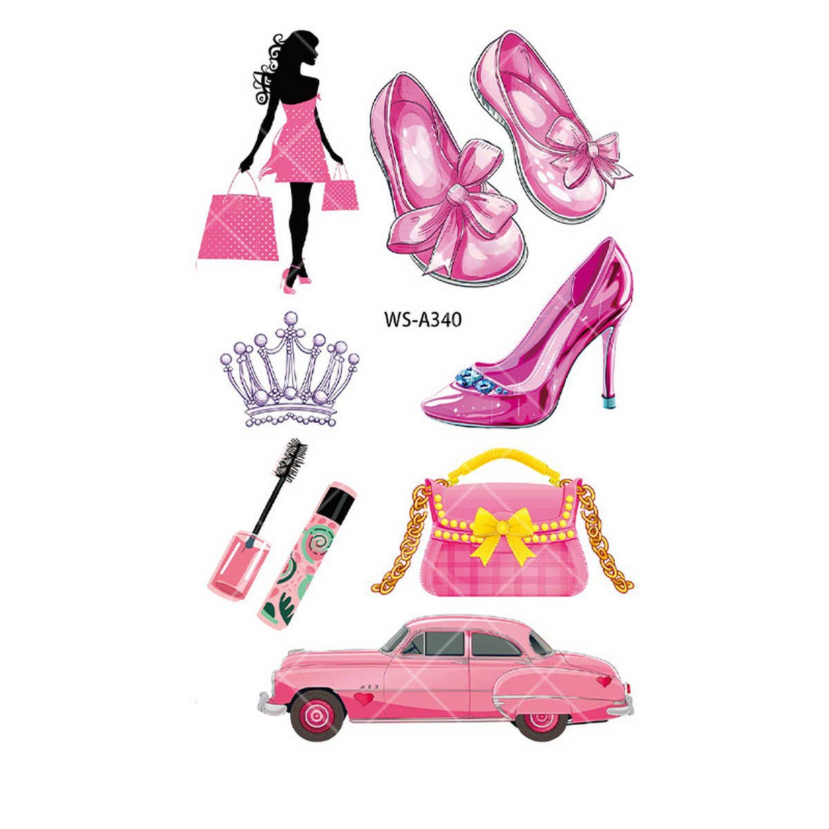 PINK GUITAR GIRL TATTOOS WATERPROOF KIDS PARTY_CWMM8382