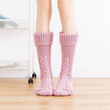 PINK TWISTED HEM MID CALF SOCKS_CWMS0866