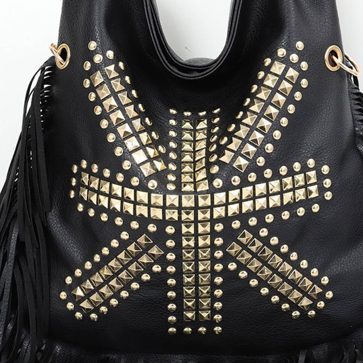 Women Rivet Soft Leather Portable Shoulder Bag_Cwab0785