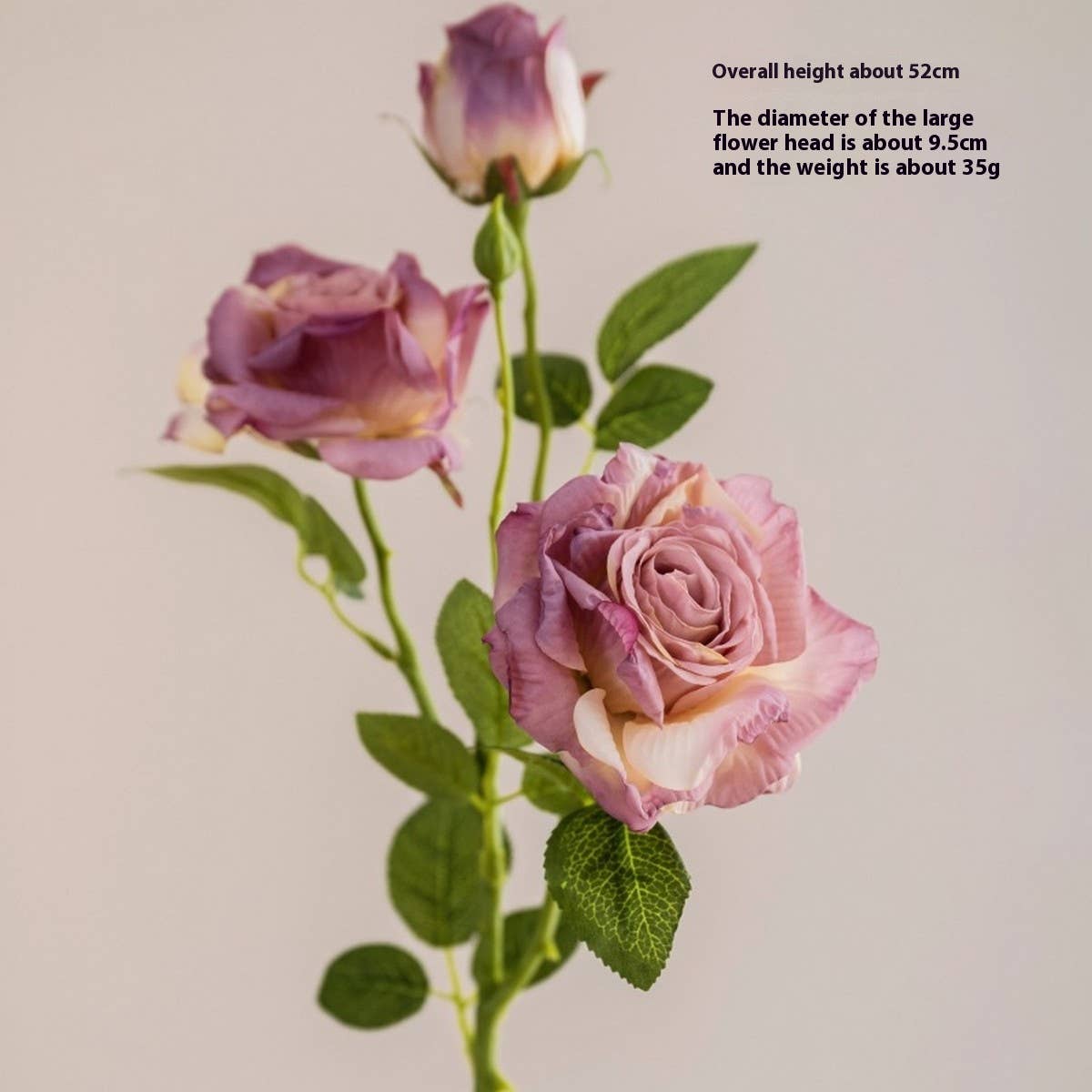 2 FLOWER 1 BUD BURNT EDGE DRIED ROSE ARTIFICIAL_CWMM6477