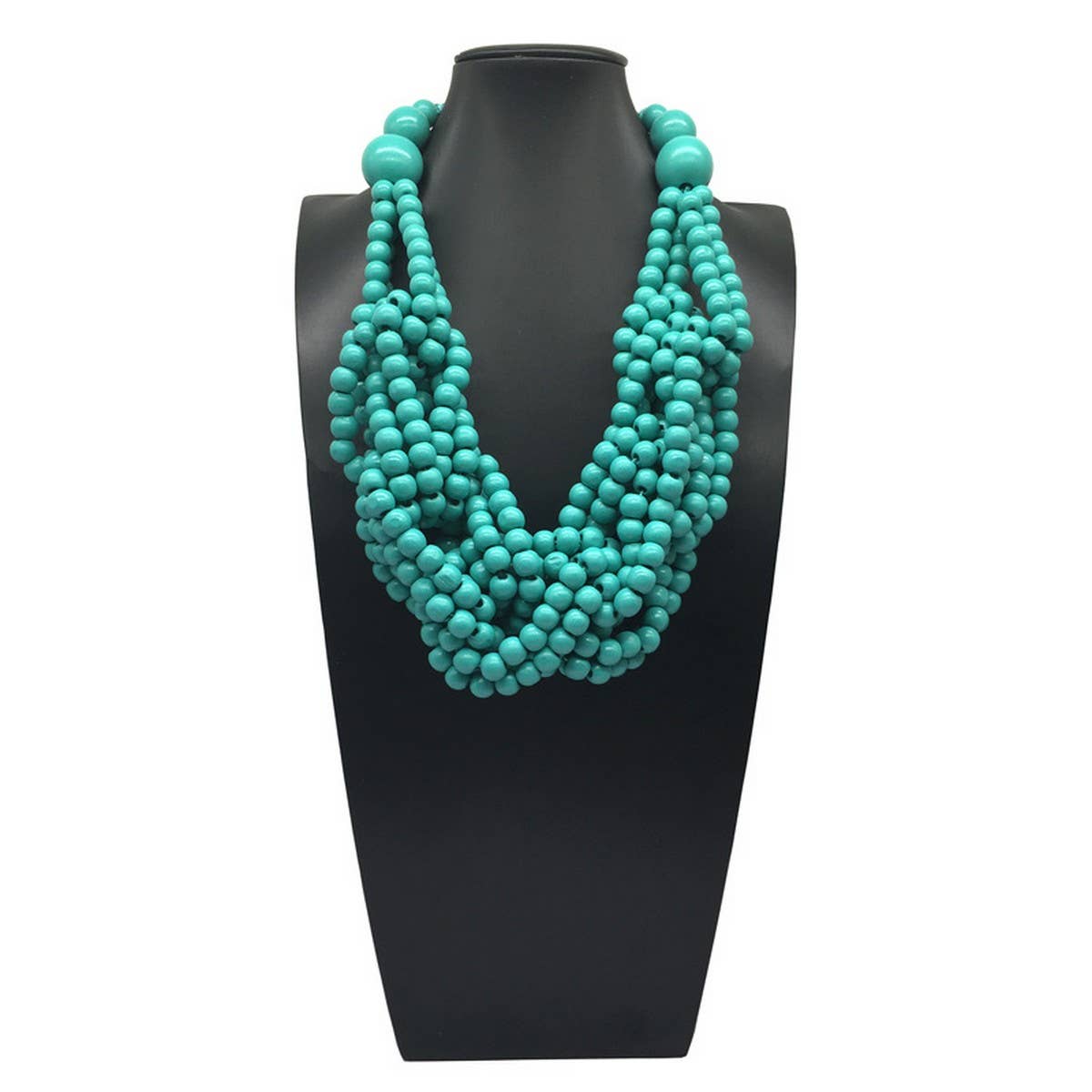 Wooden Bead Knotted Braided Necklace_Cwmm4931