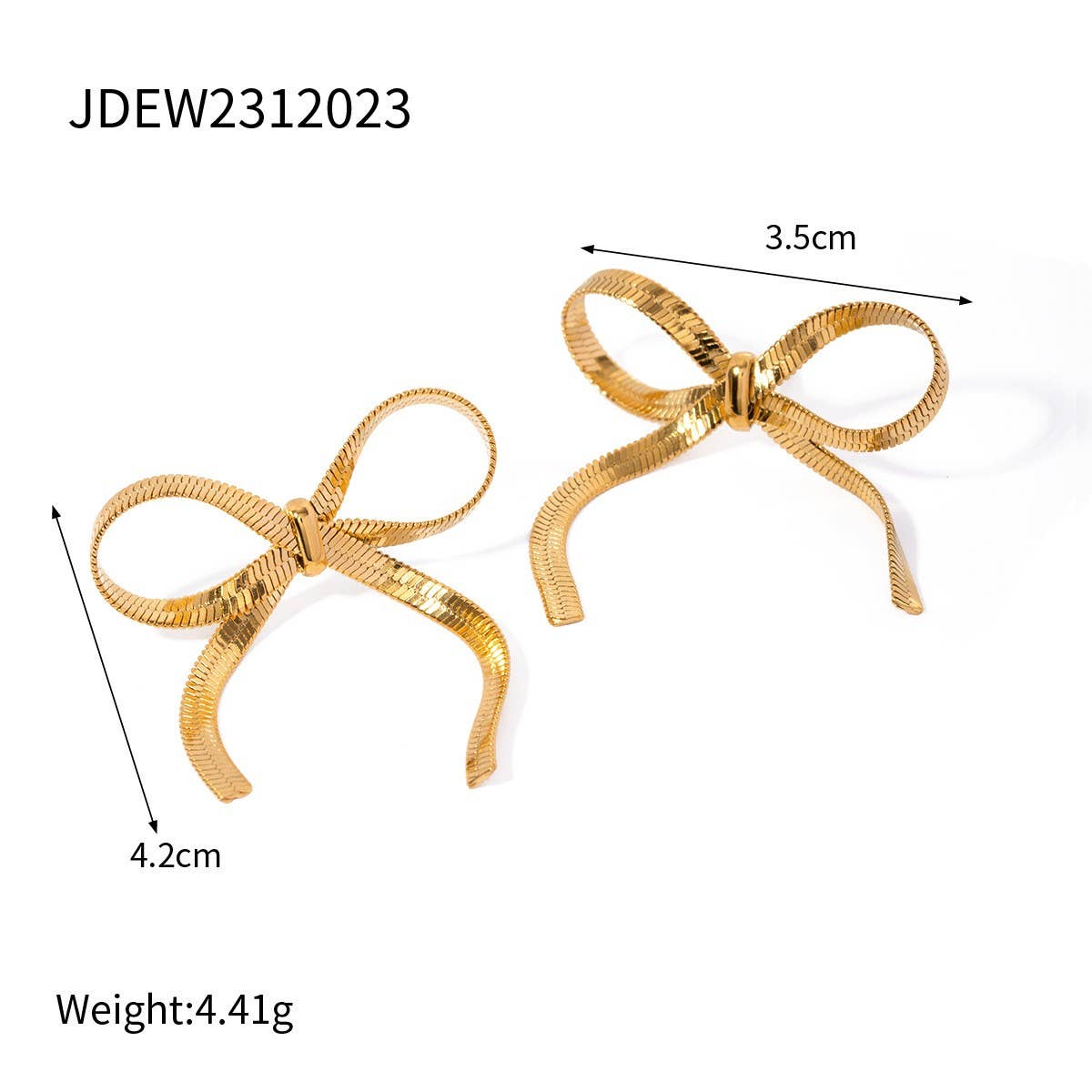 PERSONALIZED ALL MATCH 18K GOLD BOW EARRINGS_CWASC1655