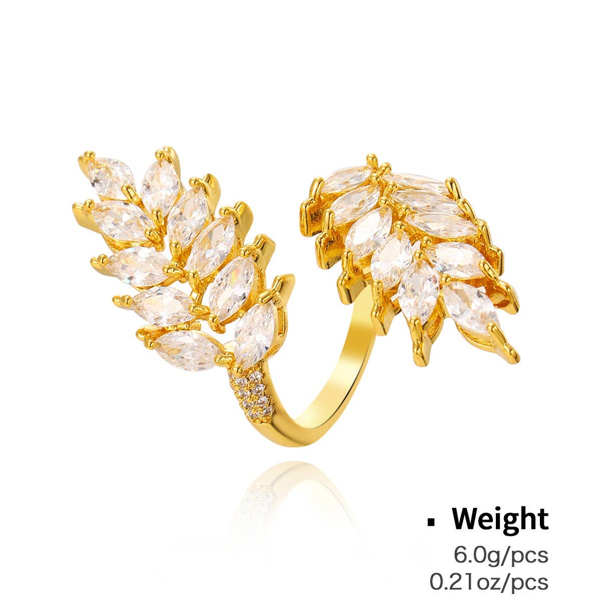 Zircon Inlaid Fashionable Temperament Open Ring_Cwaje2829