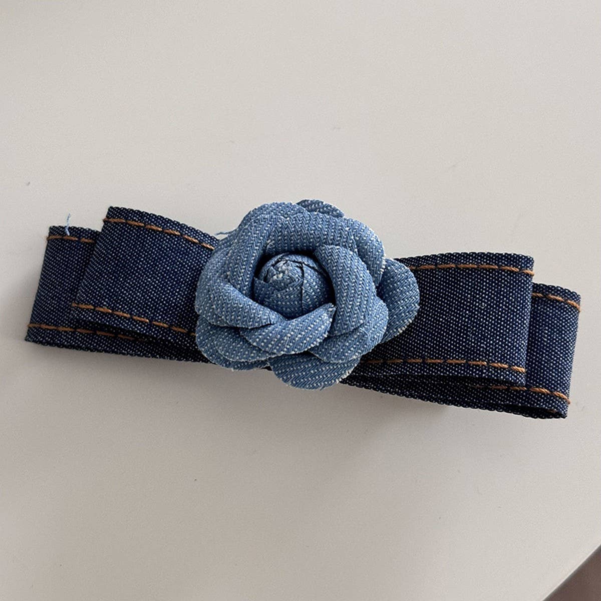 NEW RETRO DENIM CAMELLIA HAIRPIN FOR WOMEN_CWAHA4682