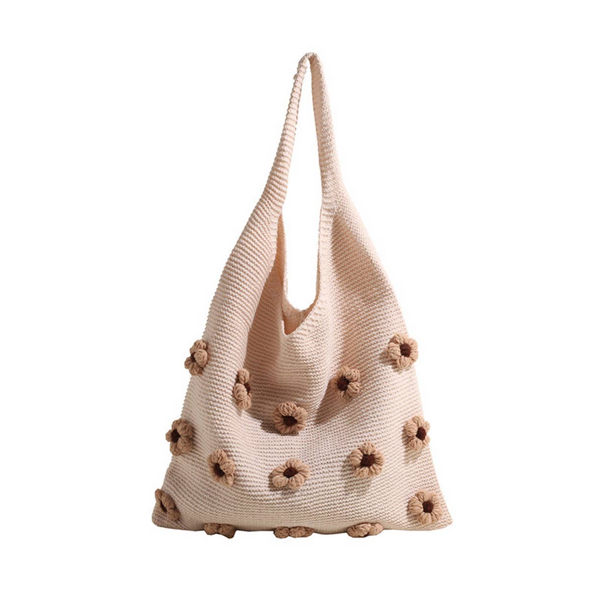 CUTE WOOL FLOWER CROCHET TOTE BAG_CWAB2409