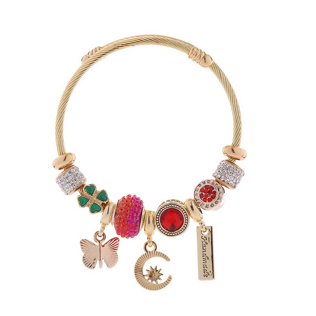 Trendy Moon Butterfly Stainless Steel Bracelet_Cwmm8593