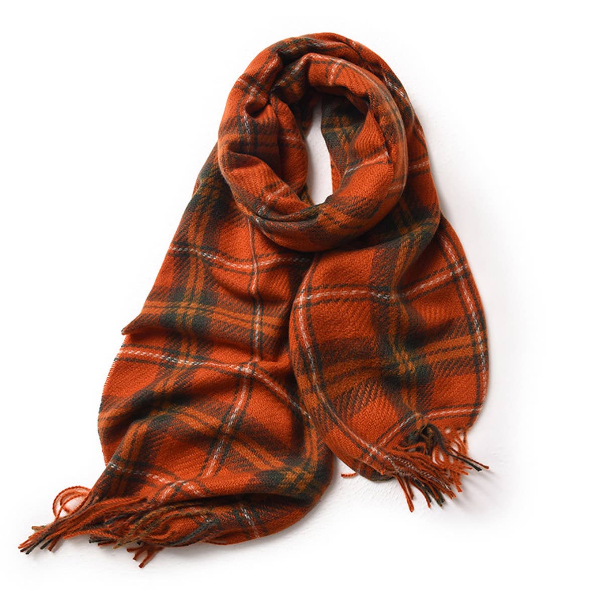PLAID WINTER SCARF FOR WOMEN SOFT TASSEL SHAWL_CWASC0224