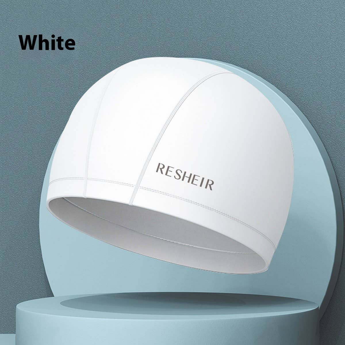 Unisex Silicone Swim Cap For Long Hair Ears_Cwmm6701