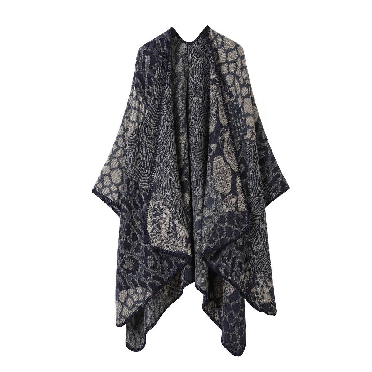 LEOPARD PRINT SCARF SLIT SHAWL FASHION CAPE_CWASC2217