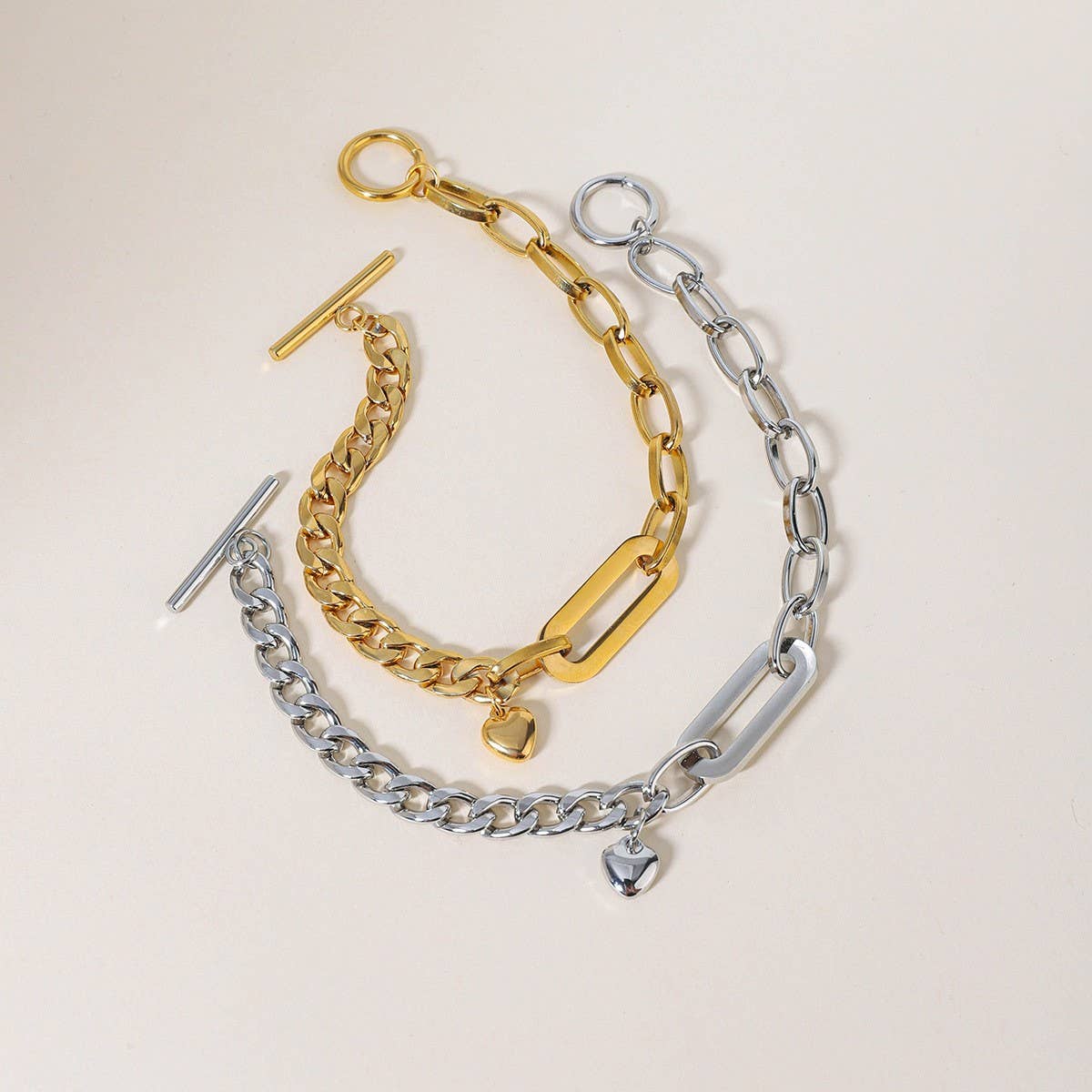 LUXURY HEART OT CLASP CUBAN OVAL CHAIN BRACELET_CWAJE4828