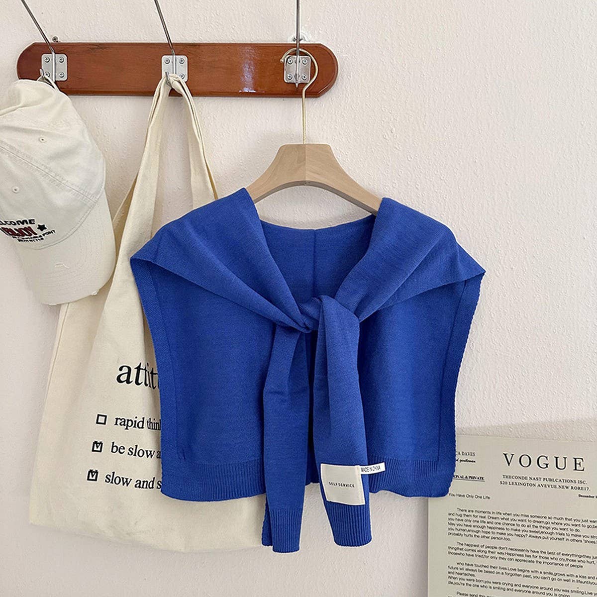 SOLID COLOR KNITTED KNOTTED SHAWL CASUAL COZY _CWASC0757