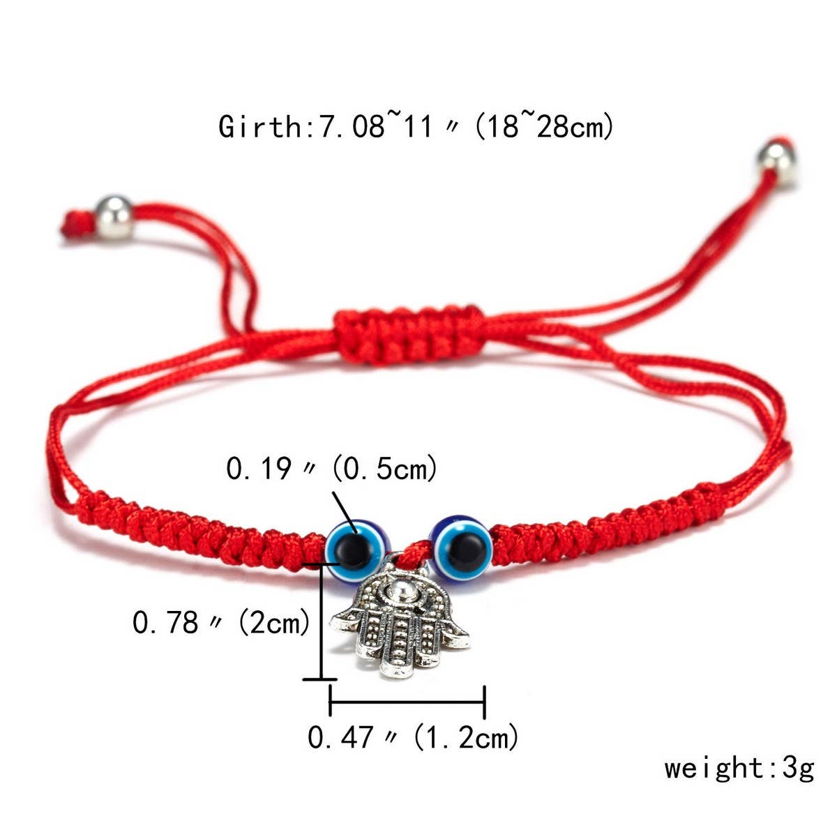 Cwaje2556_Blue Eye Evil Eye Red String Bracelet