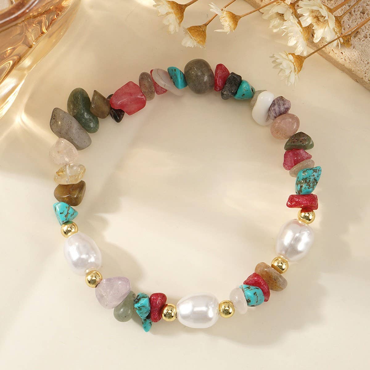 IMITATION PEARL SEMI PRECIOUS STONE BRACELET_CWMM3864
