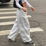 Street Style Bunched Feet Loose Leg Woven Pants