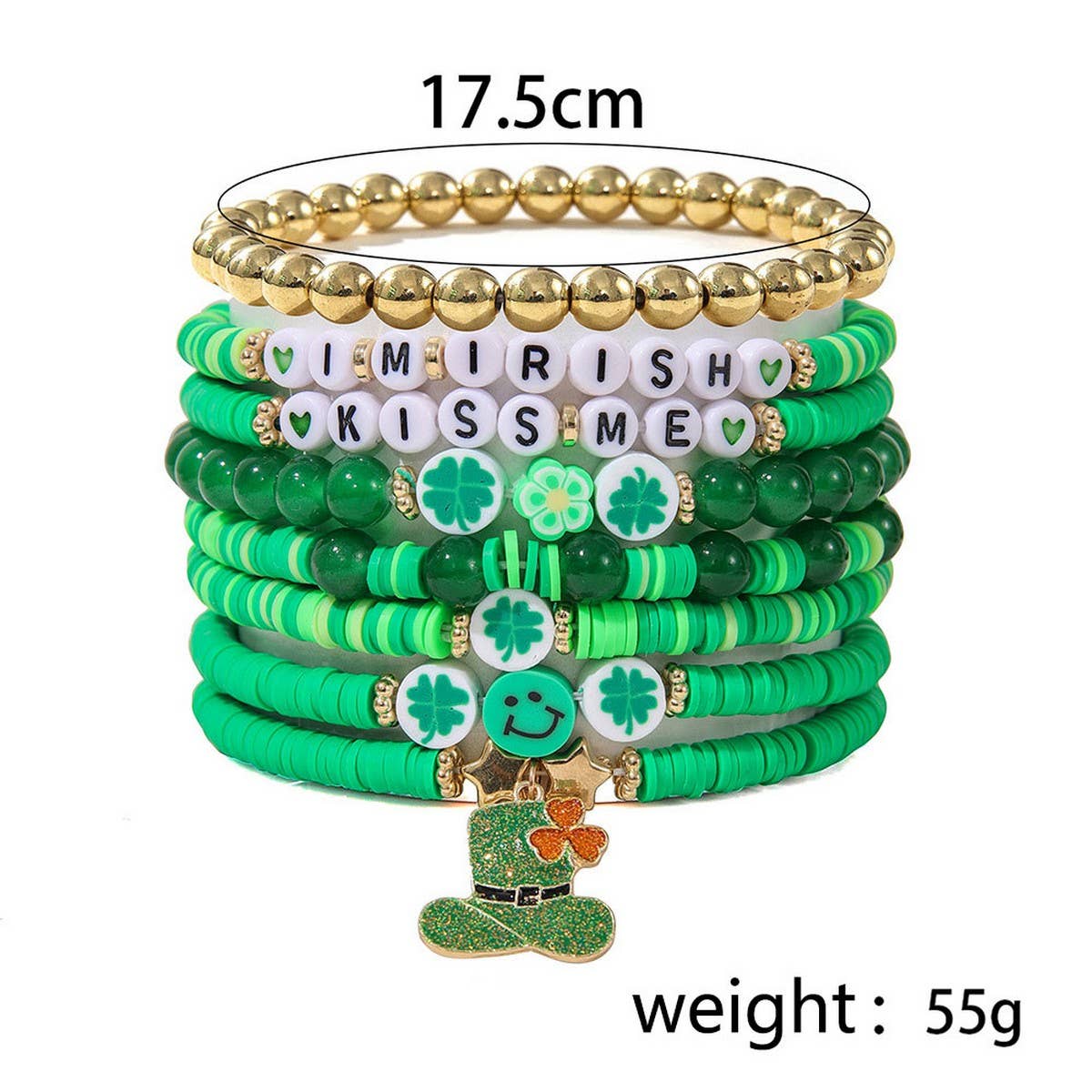 ST PATRICKS DAY FOUR LEAF CLOVER HAT BRACELET_CWMM3500