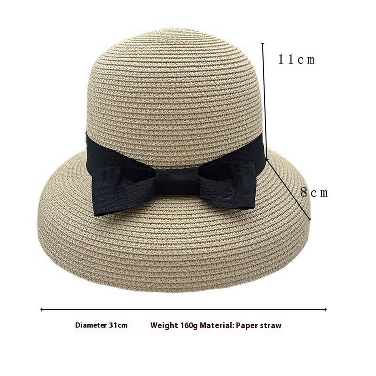 SUMMER OUTDOOR FASHION BOW STRAW HAT_CWAH3410