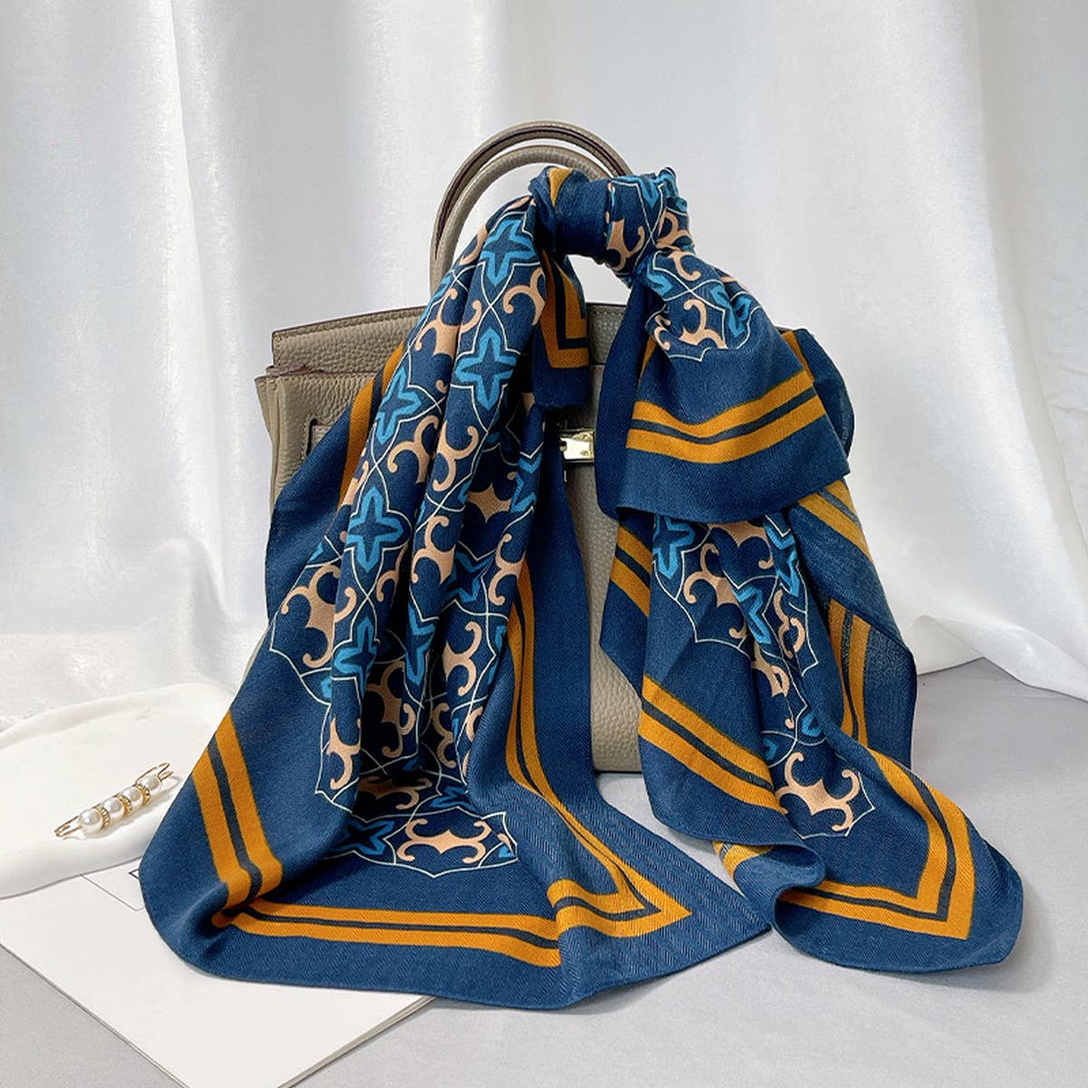 90CM SUNFLOWER FAUX WOOL VELVET SCARF WRAP_CWASC0891