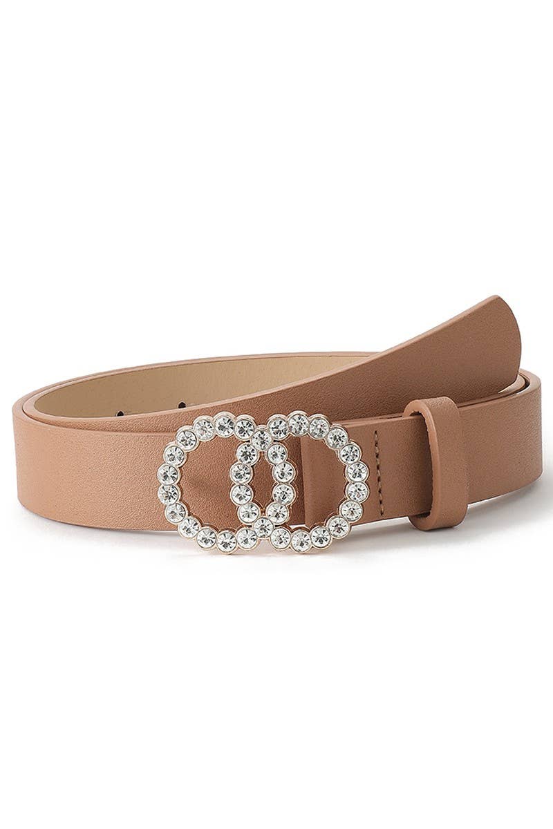 BEADS DETAIL DOUBLE O RING TRENDY LEATHER BELT_CWABE024