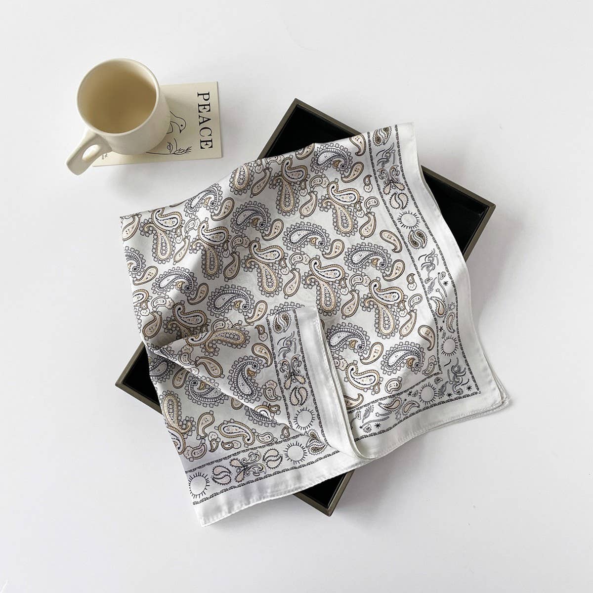 PAISLEY SATIN SQUARE SCARF 70CM NECK HEAD _CWASC0825