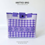 CHECKERBOARD FLORAL KNITTED SHOULDER BAG_CWAB2391