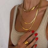 SNAKE CHAIN COMBINATION MULTI LAYERED NECKLACE_CWMM3621