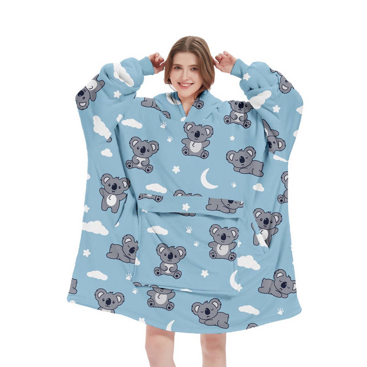 LONG LEOPARD SHERPA HOODIE BLANKET FOR TV SLEEP_CWAHA6522