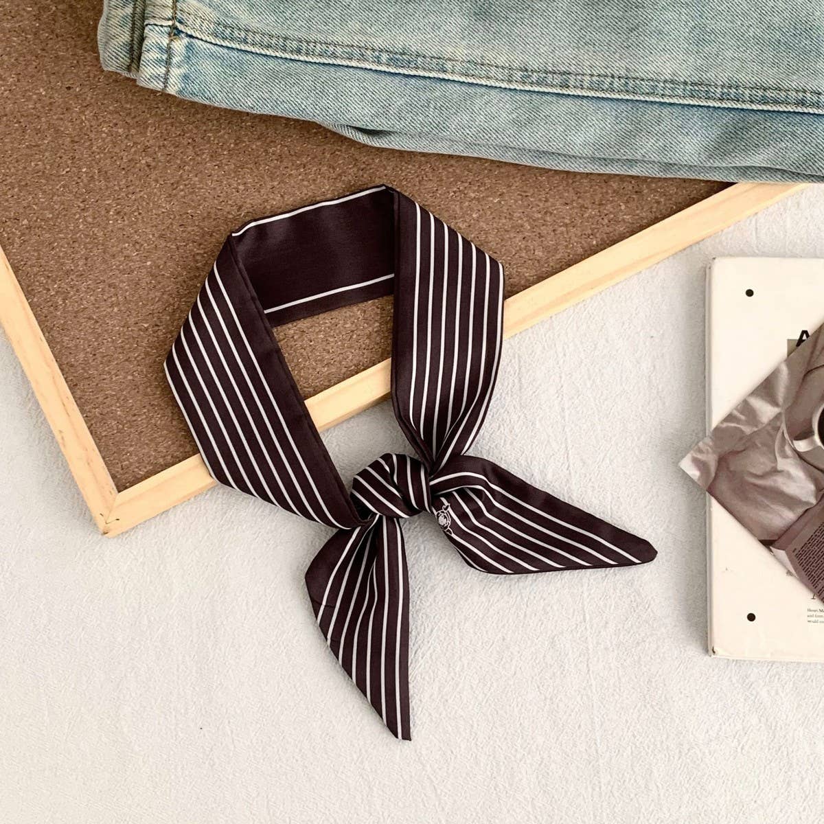 Trendy Striped Scarf Hair Wrap Bag Tie_Cwasc02986