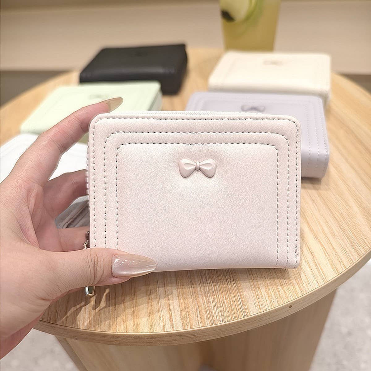 Cute Bow Zip Bifold Wallet For Women_Cwab06227