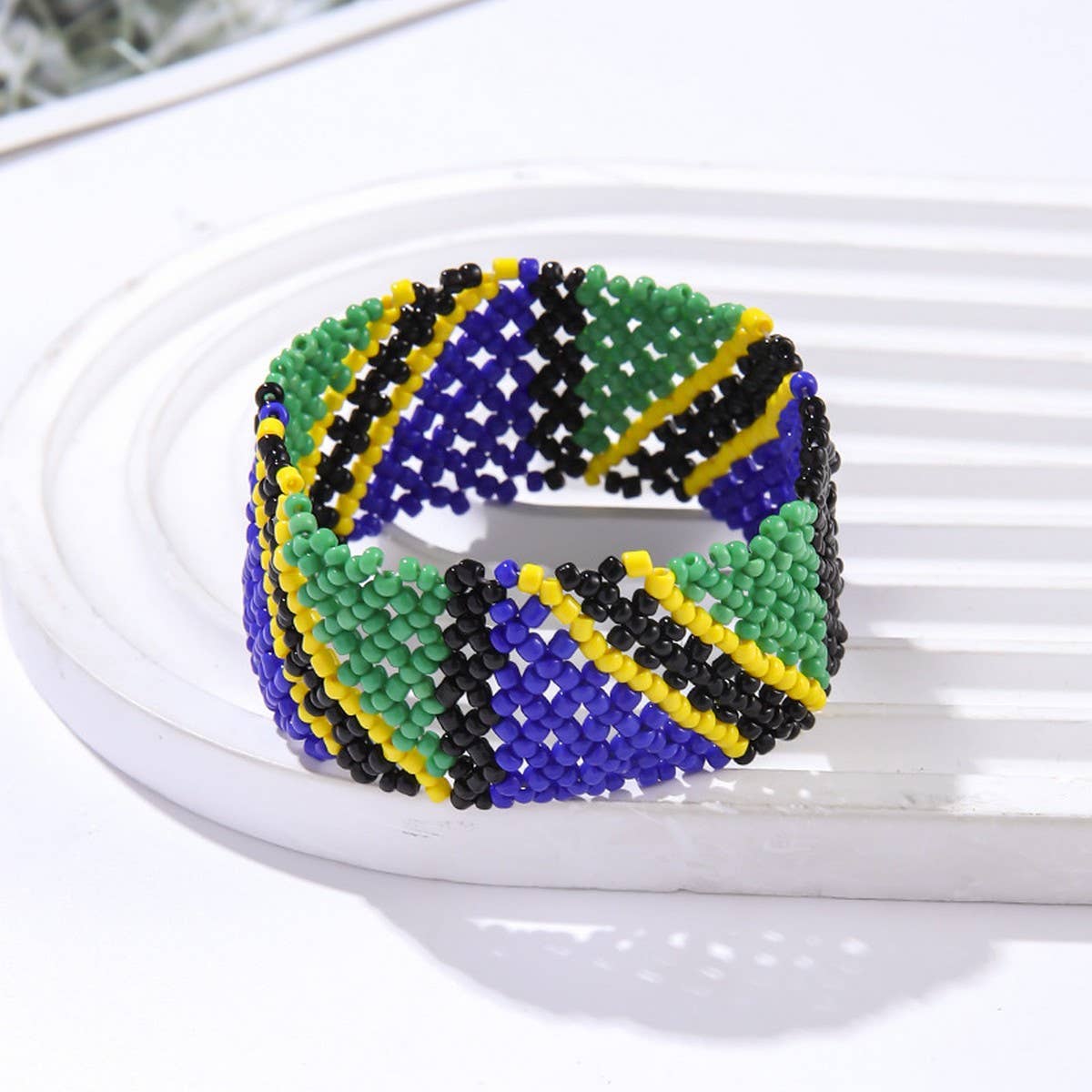 ETHNIC RICE BEAD WOVEN COLORFUL WIDE BRACELET_CWMM3528