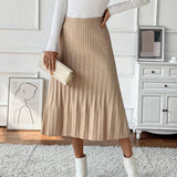 Temperament Commuter Pleated Solid Color Skirt