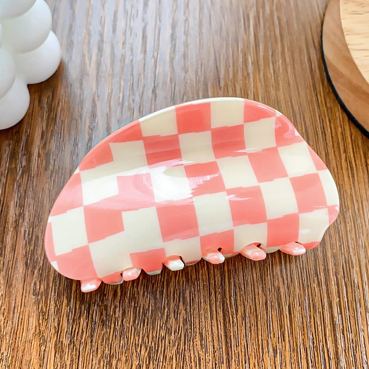 3.23"Checkered Hair Claw Clip_Cwaha0313
