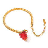 ELEGANT 18K GOLD FLAT CHAIN WITH RED GLASS CHARM_CWAJE4746
