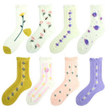 CUTE PRINTED CREW SOCKS WITH TWIST BUBBLE EDGE_CWAH1117
