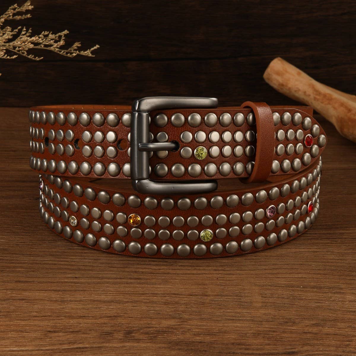 FASHIONABLE RIVET MUSHROOM STUD DIAMOND BELT_CWMM3939