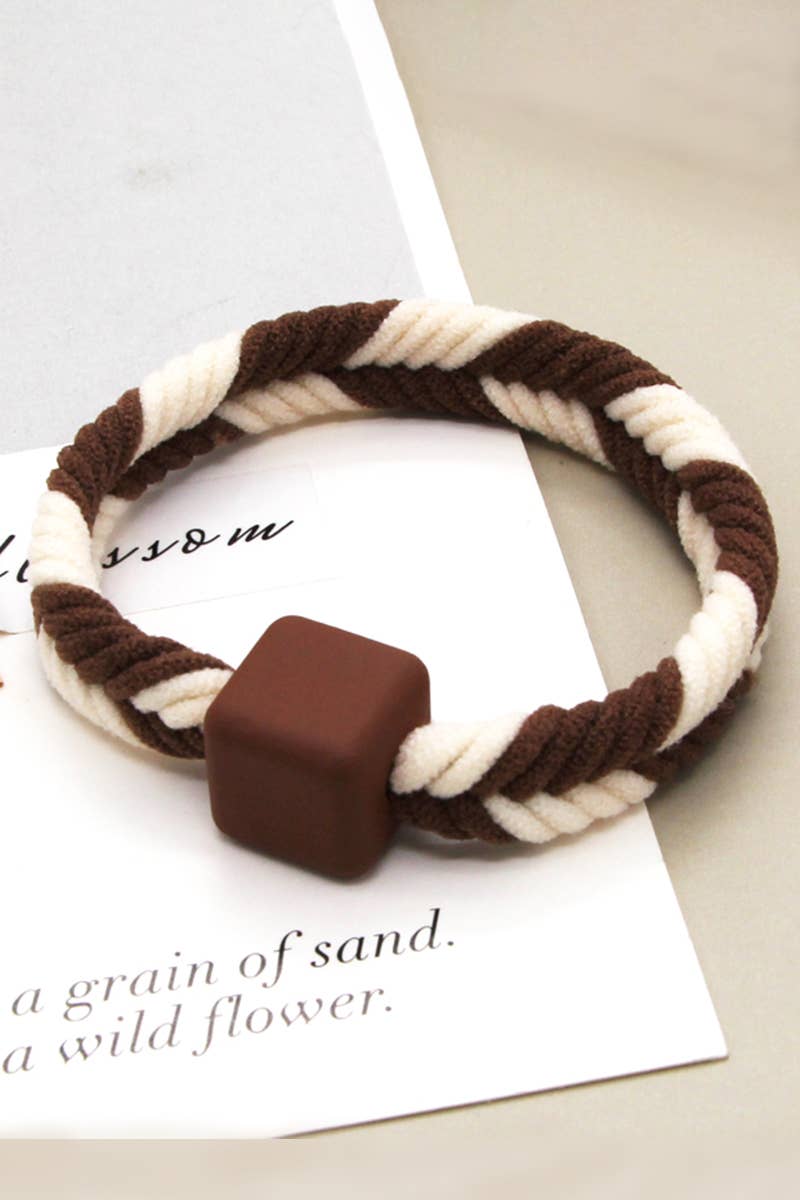 5PCS WOMEN TWO TONE BRAIDED CASUAL HAIR TIE_CWAHA0171