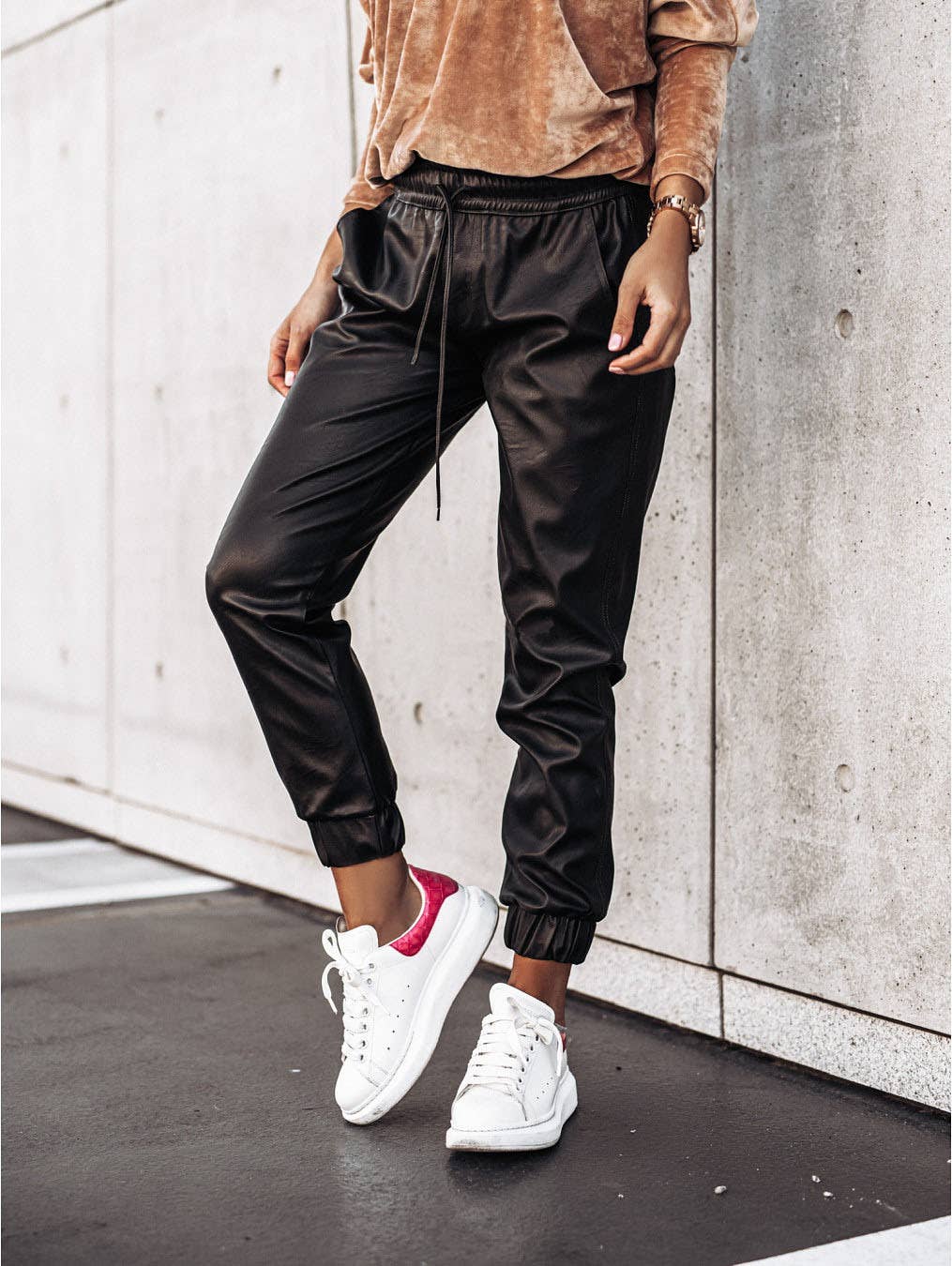 Temperament Simple Rope Waist Small Foot Pants