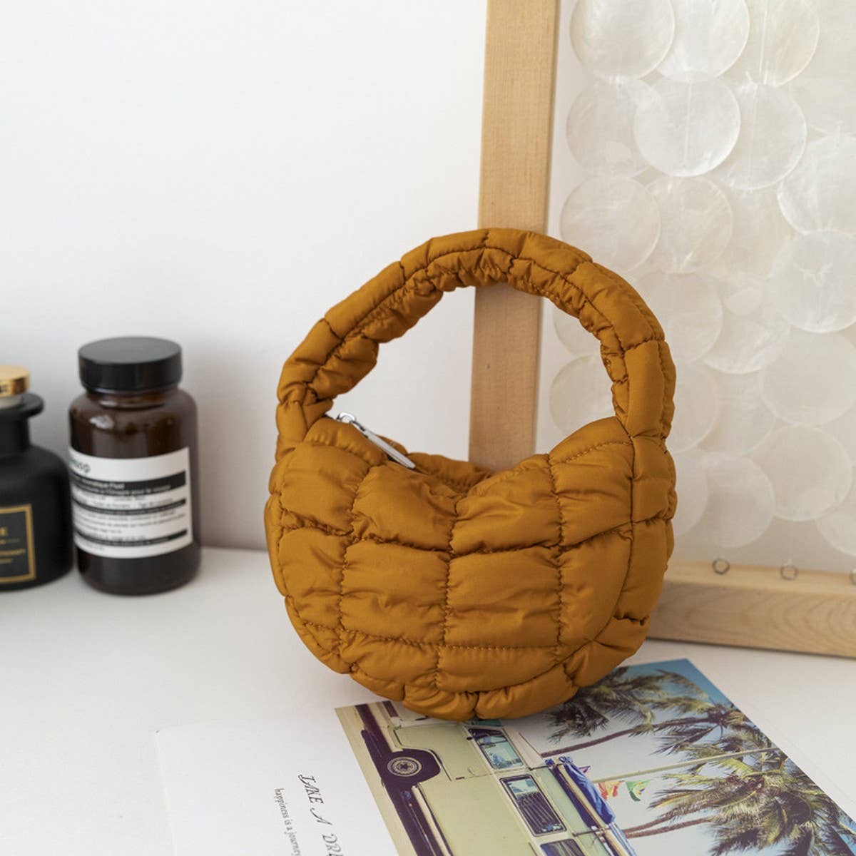 STYLISH PLAID PUFFY CLOUD HANDBAG MINI TOTE_CUAB00506