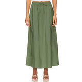 COTTON SKIRT HIGH WAIST SLIT LACE UP LONG SKIRT_CWBSS0402