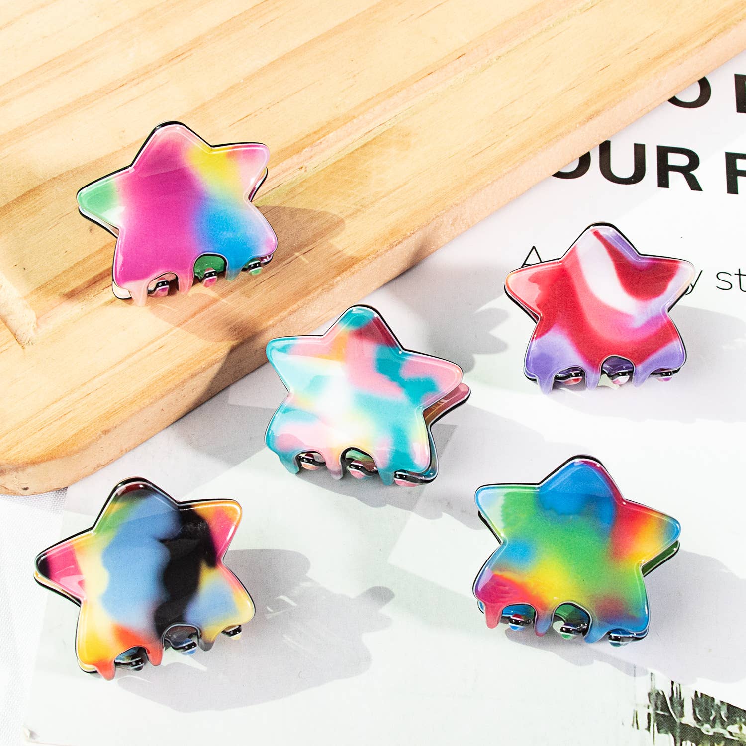 Rainbow Star Hair Claw Clip Small_Cwaha0325