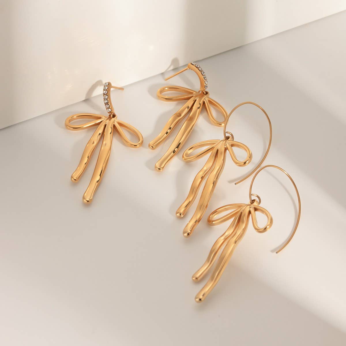 FASHION 18K GOLD STAINLESS STEEL BOW EARRINGS_CWASC1682