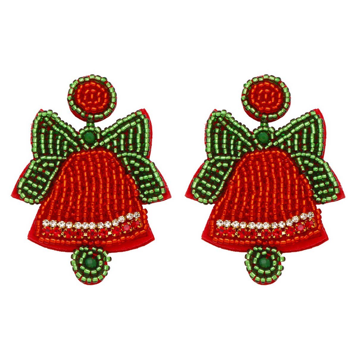 HANDMADE BEADED CHRISTMAS BELL EARRINGS_CWAJE1044